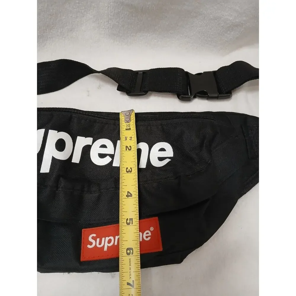 Supreme Fanny Pack Cross Body Bag Black Red Logo‎ See Missing Zipper Pull Sporty